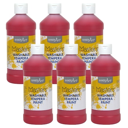 Handy Art Little Masters Washable Tempera Paint, Red, 16 oz., PK6 211-720